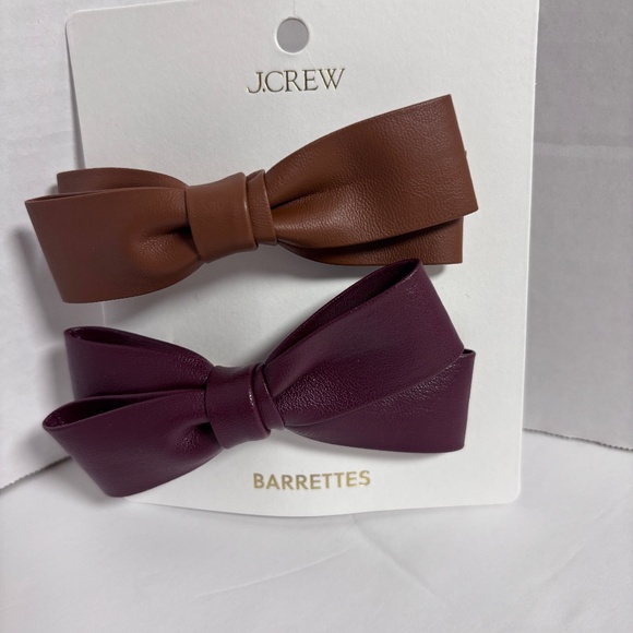 J.Crew Faux Leather Bow Barrette Set of Two - Picture 1 of 4